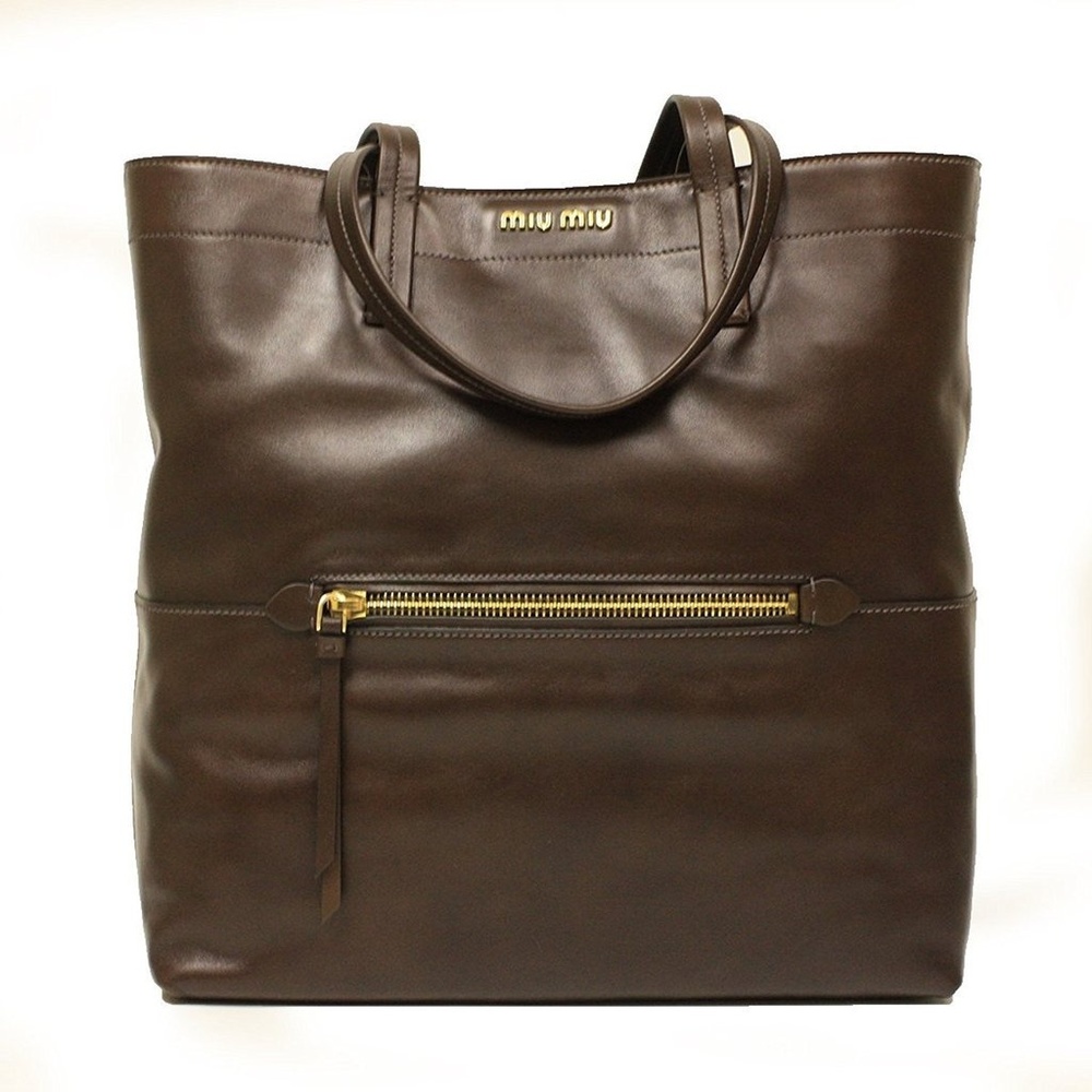 Miu Miu Brown Leather Large Tote